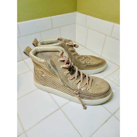 Women's Rose Gold BILLY Sneaker Lace Mid Tops Great Condition‎ Adaptive Zipper - Picture 1 of 7